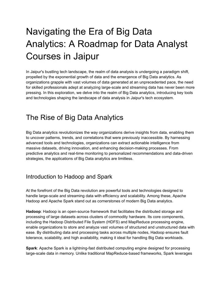 navigating the era of big data analytics