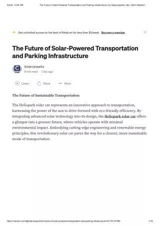 The Future of Solar-Powered Transportation and Parking Infrastructure _ by Solarcarparks _ Apr, 2024 _ Medium