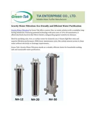 gravity water filtration eco friendly