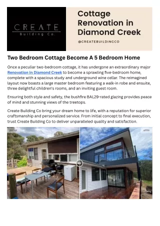 Cottage Renovation In Diamond Creek | Create Building Co