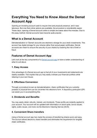 Everything You Need to Know About the Demat Account App