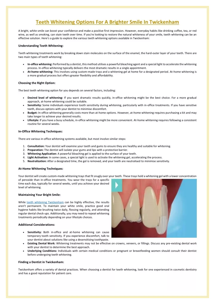 teeth whitening options for a brighter smile