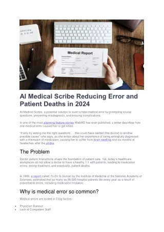 AI Medical Scribe Reducing Error and Patient Deaths in 2024