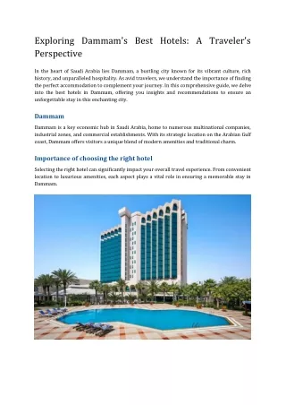 Exploring Dammam's Best Hotels_ A Traveler's Perspective
