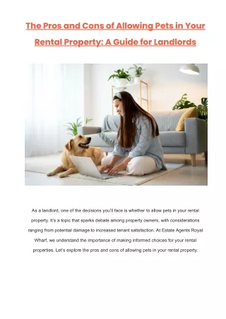 Estate Agents Royal Wharf - The Pros and Cons of Allowing Pets in Your Rental Property_ A Guide for Landlords