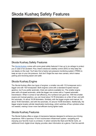 Skoda Kushaq Safety Features