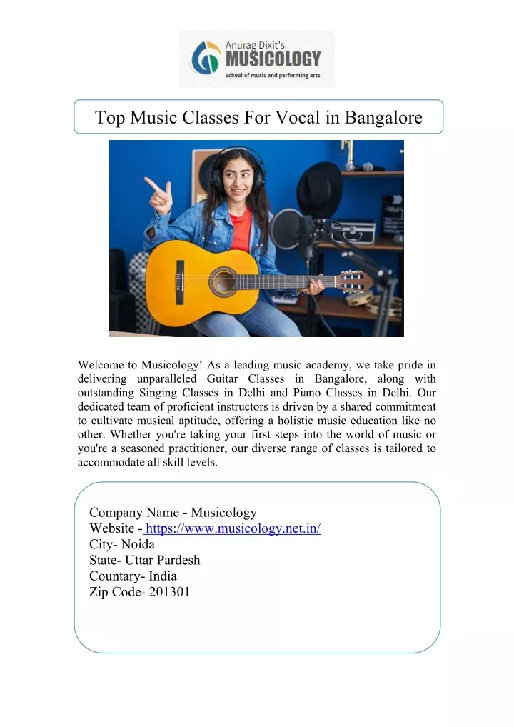 top music classes for vocal in bangalore