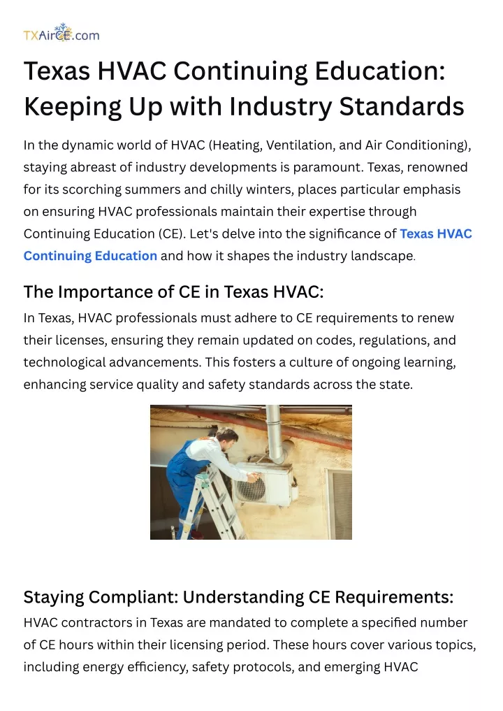 texas hvac continuing education keeping up with