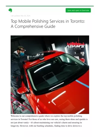 Top Mobile Polishing Services in Toronto: A Comprehensive Guide