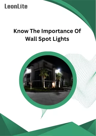 Know The Importance of Wall spot lights