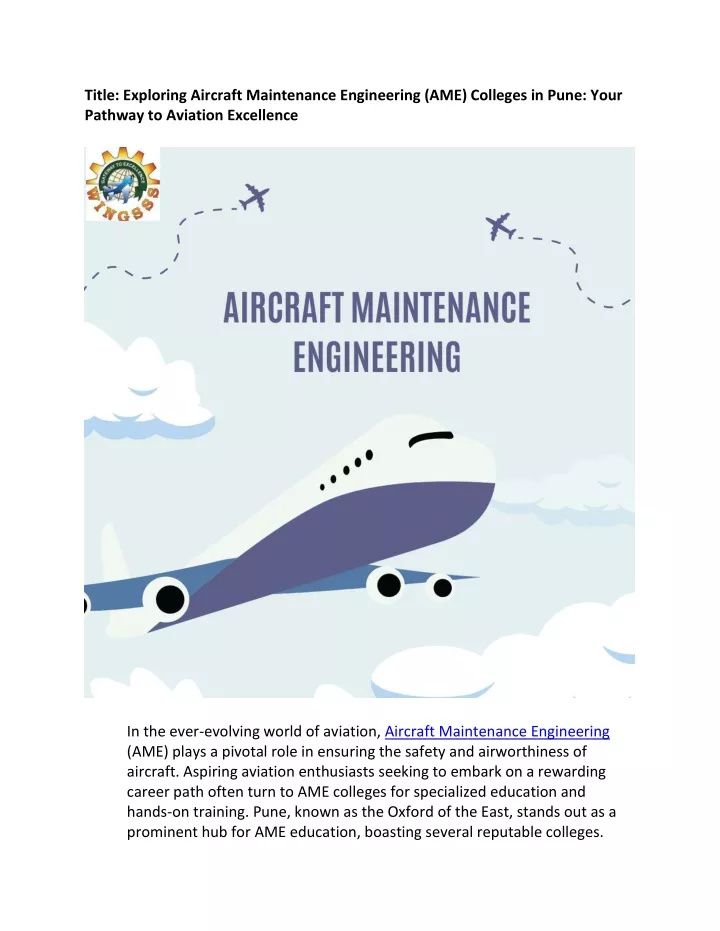 title exploring aircraft maintenance engineering