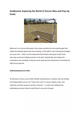 Goalbound_ Exploring the World of Soccer Nets and Pop-Up Goals