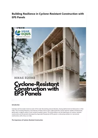 Building Resilience in Cyclone-Resistant Construction with EPS Panels