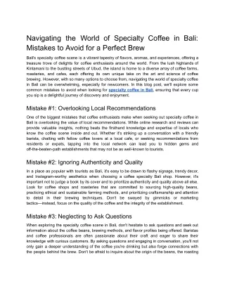 Navigating the World of Specialty Coffee in Bali_ Mistakes to Avoid for a Perfect Brew