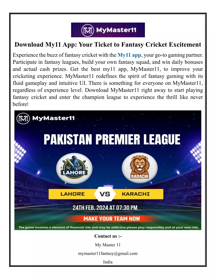 download my11 app your ticket to fantasy cricket