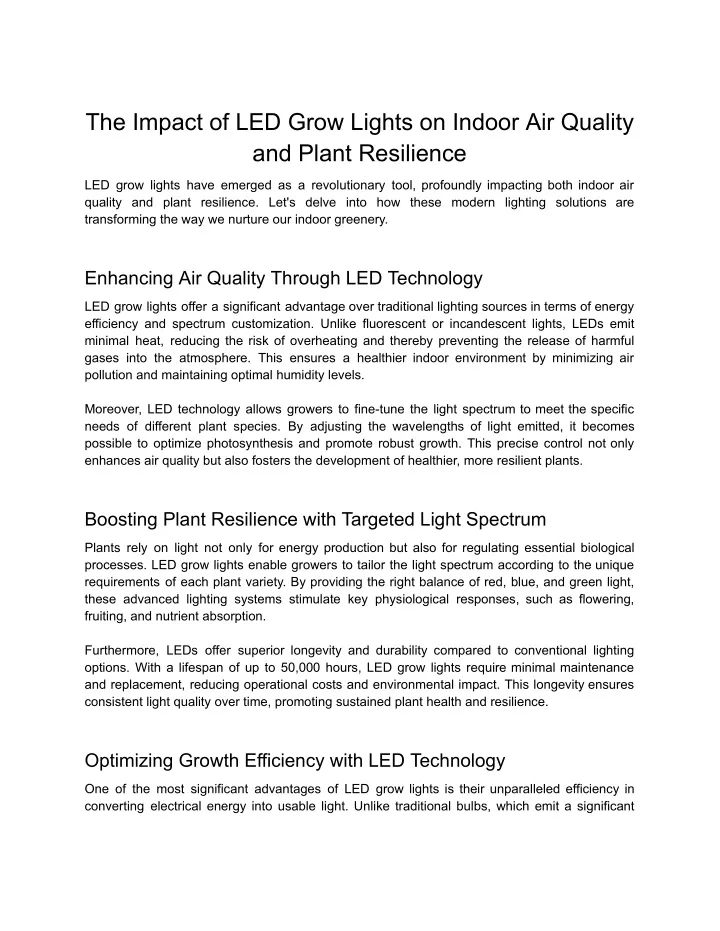 the impact of led grow lights on indoor