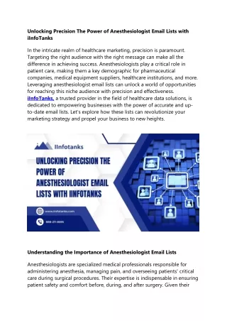 Unlocking Precision The Power of Anesthesiologist Email Lists with iInfoTanks