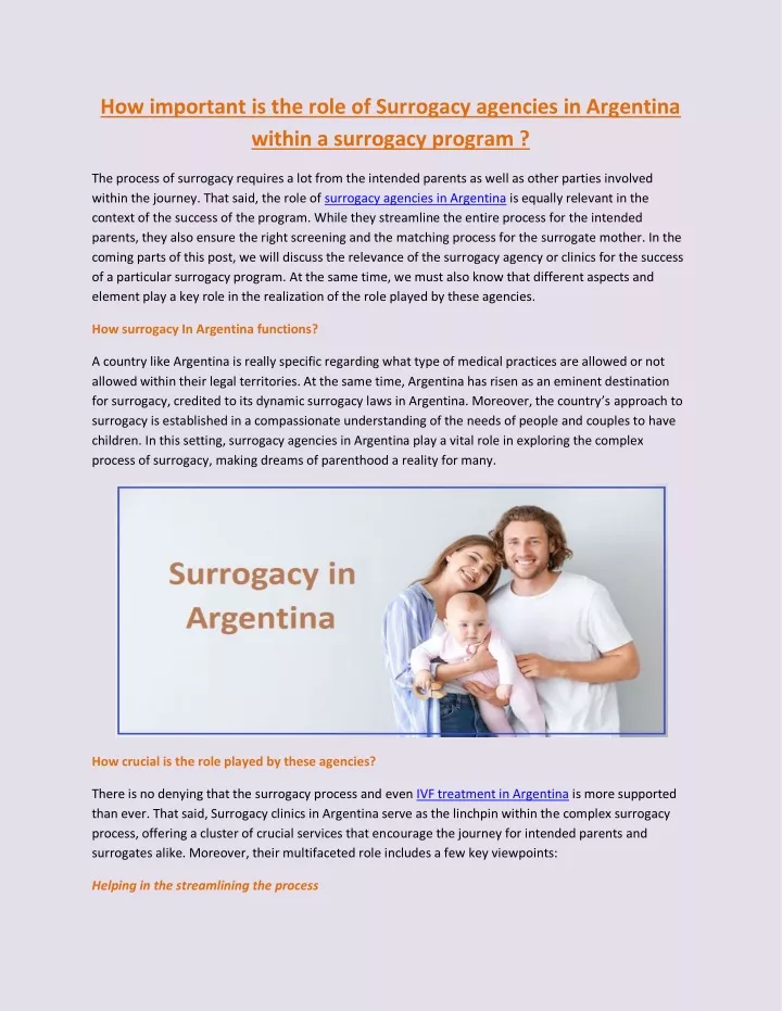 how important is the role of surrogacy agencies