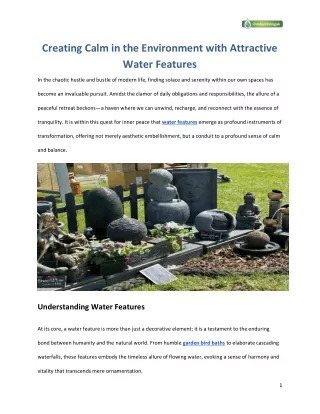 Creating Calm in the Environment with Attractive Water Features
