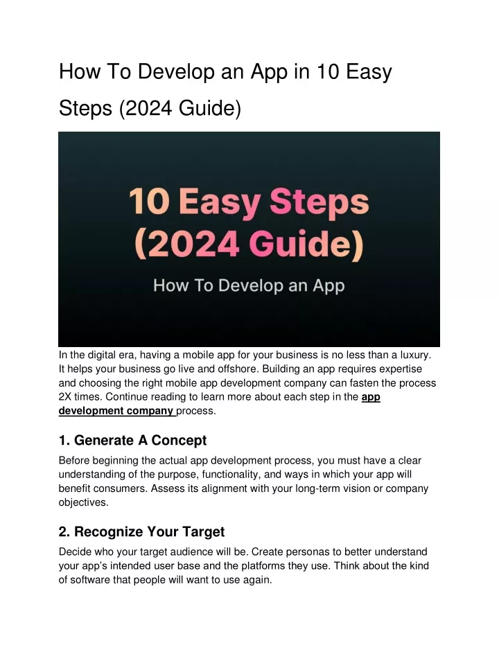 how to develop an app in 10 easy