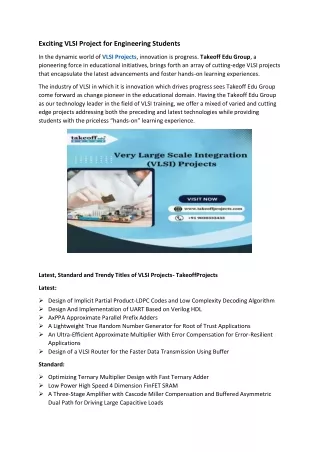 exciting vlsi project for engineering students