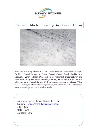 Marble Suppliers in Dubai