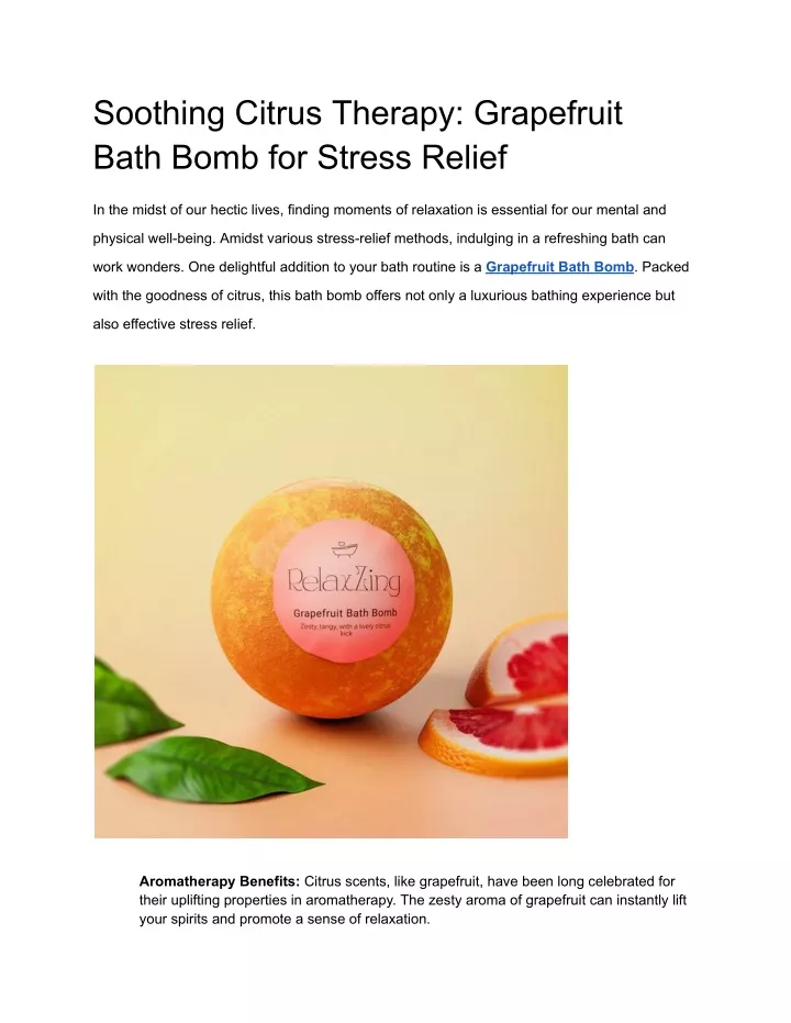 soothing citrus therapy grapefruit bath bomb