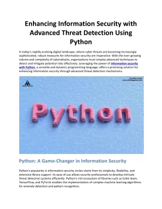 Enhancing Information Security with Advanced Threat Detection Using Python
