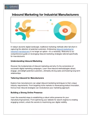 Inbound Marketing for Industrial Manufacturers