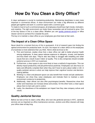 how do you clean a dirty office