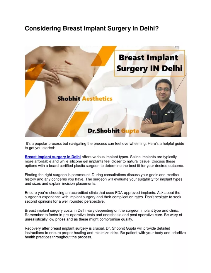 considering breast implant surgery in delhi