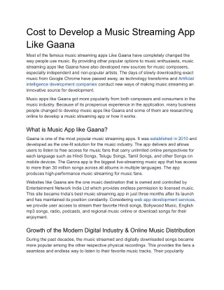 Cost to Develop a Music Streaming App Like Gaana