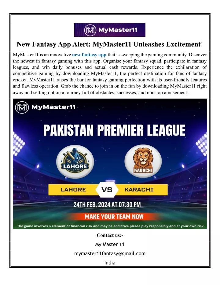 new fantasy app alert mymaster11 unleashes