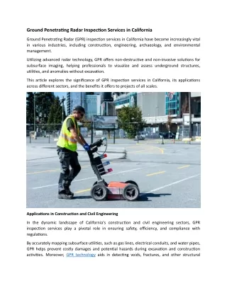 ground penetrating radar inspection services