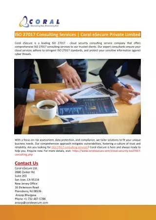 iso 27017 consulting services coral esecure