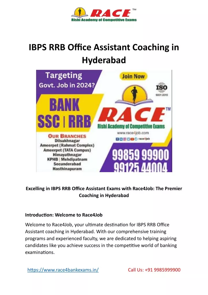 ibps rrb office assistant coaching in hyderabad