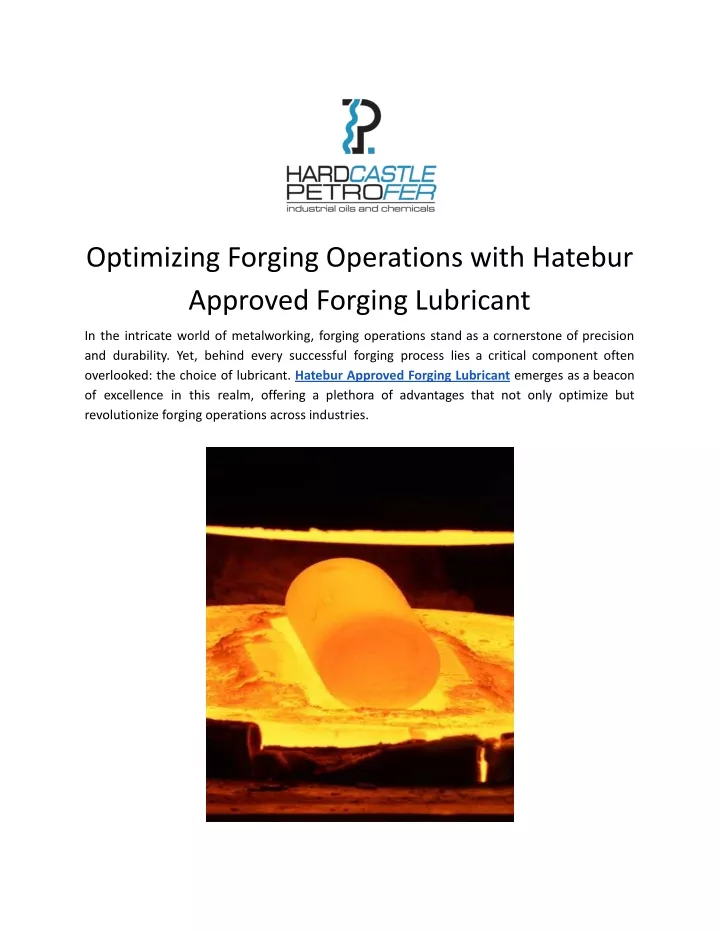 optimizing forging operations with hatebur