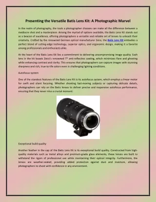 presenting the versatile batis lens