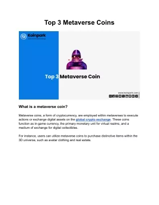 Top 3 Metaverse Coins