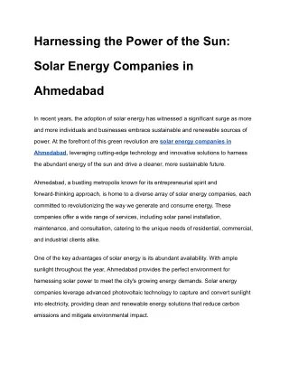 Empowering Sustainability: Top Solar Solutions by Ahmedabad's Premier Solar Comp