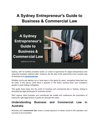 A Sydney Entrepreneur's Guide to Business & Commercial Law