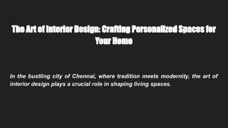 The Art of Interior Design_ Crafting Personalized Spaces for Your Home