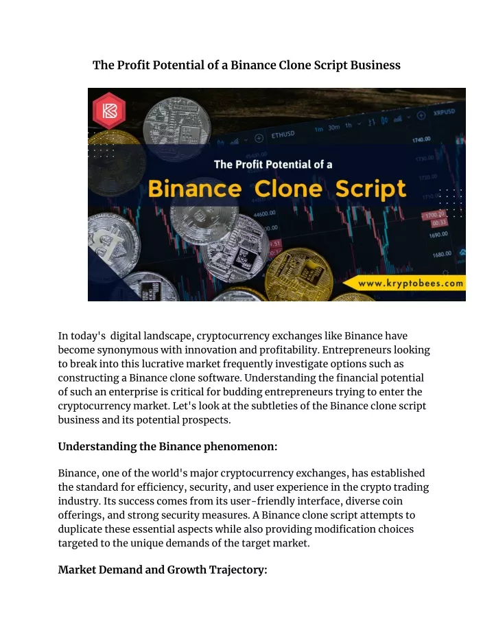 the profit potential of a binance clone script
