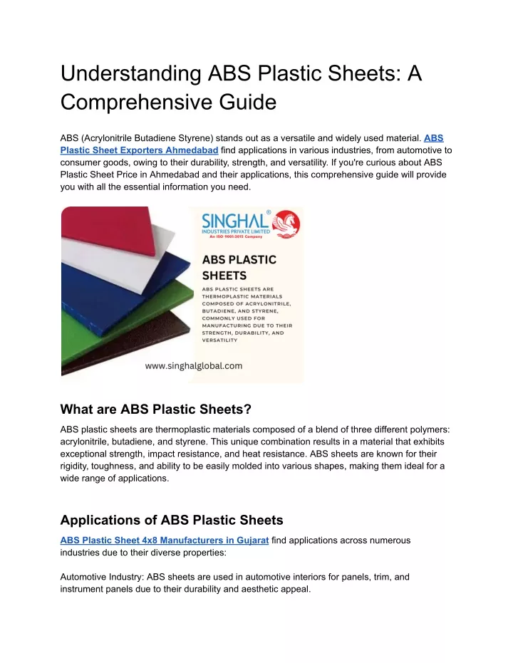 understanding abs plastic sheets a comprehensive