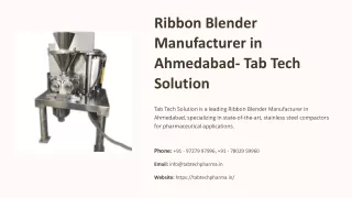 Ribbon Blender Manufacturer in Ahmedabad, Best Ribbon Blender Manufacturer in Ah