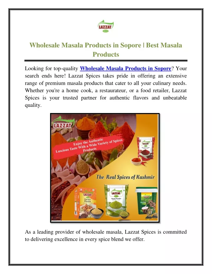 wholesale masala products in sopore best masala
