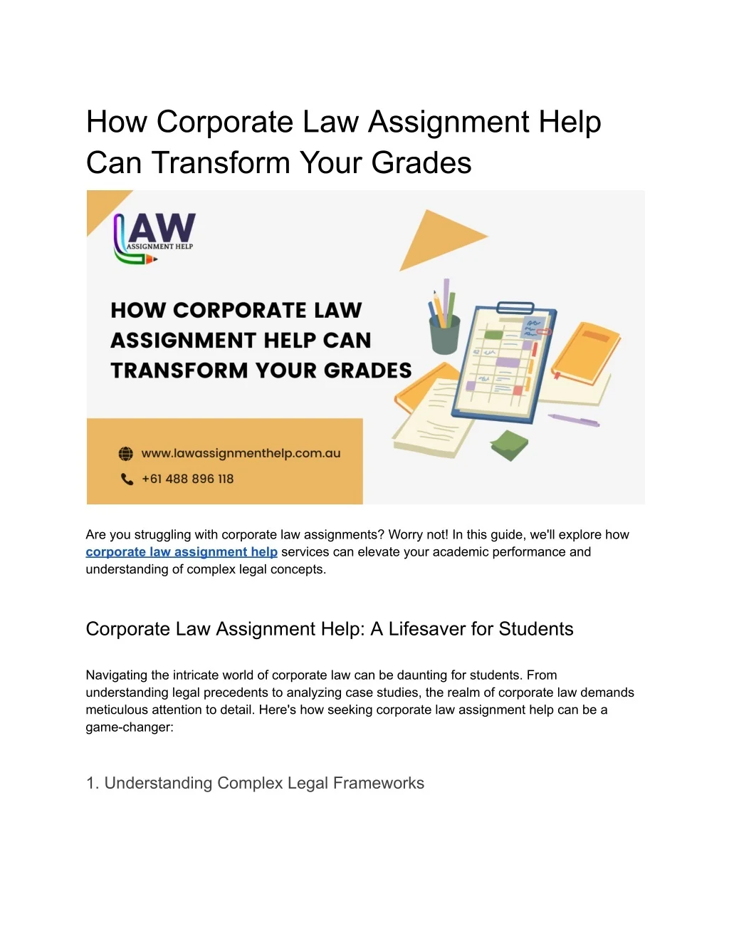 PPT - How Corporate Law Assignment Help Can Transform Your Grades ...