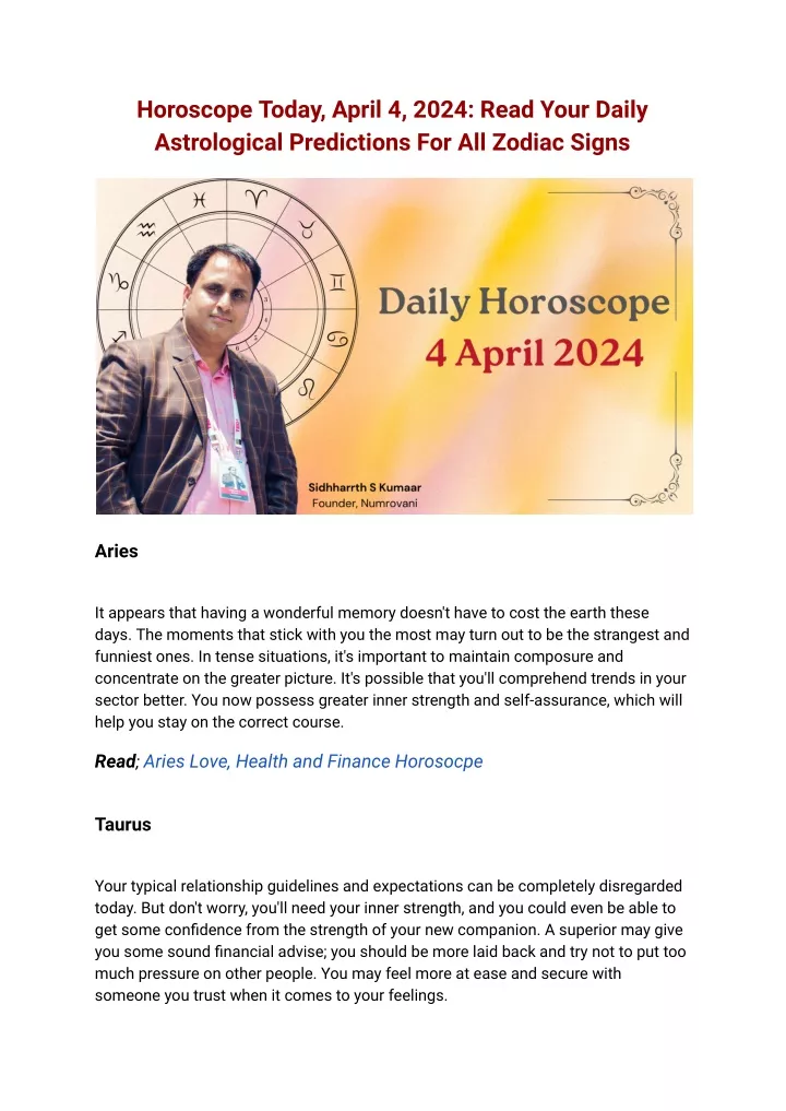 horoscope today april 4 2024 read your daily