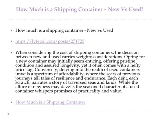 How much is a shipping container - New vs Used