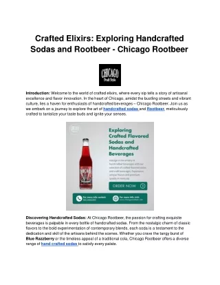 Crafted Elixirs - Exploring Handcrafted Sodas and Rootbeer - Chicago Rootbeer